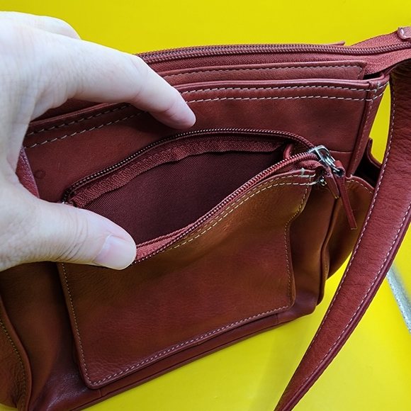 Fossil Red Leather Purse Crossbody Bag 9x7" - Picture 7 of 13